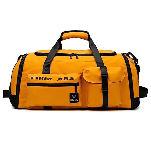 Vllcsla Sporttasche & Reisetasche für Damen und Herren 67.2L Groß, 64x35x30 cm wasserdichte Trainingstasche, Schuhfach & Nassfach, Sporttasche Rucksack 2 in 1 Wanderrucksack Tagesrucksack (Gelb) von Vllcsla