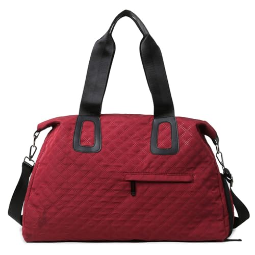 Vllcsla Sporttasche mit Schuhfach 36,65L Reisetasche für Damen, wasserdicht und verschleißfest Weekender Bag Gym Duffle Bag mit Nasser Tasche (Rot) von Vllcsla
