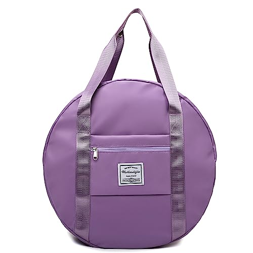 Vllcsla Sporttaschen Damen Rucksack 34,43 L Runder Sportbeutel mit Nasstasche und Unabhängigem Schuhfach - Multifunktionale Schwimmreisetasche Duffle Weekender Bag (Lila) von Vllcsla