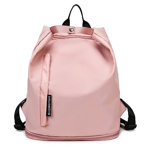 Vllcsla Turnbeutel Damen Kleiner Rucksack 23.94L Wasserdicht und Verschleißfest zum Schwimmen - Sporttasche mit Nasstasche und Schuhfach und Reißverschlusstasche (Rosa) von Vllcsla