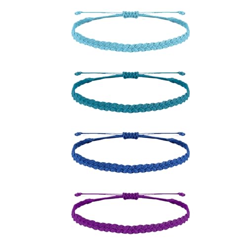 Vllold Geflochtene Freundschaftsarmbänder für Teenager-Mädchen, buntes 4-fach geflochtenes Freundschaftsarmband-Set für Mädchen, verstellbares, farbiges gewebtes Armband-Set, gedreht, Refer to von Vllold
