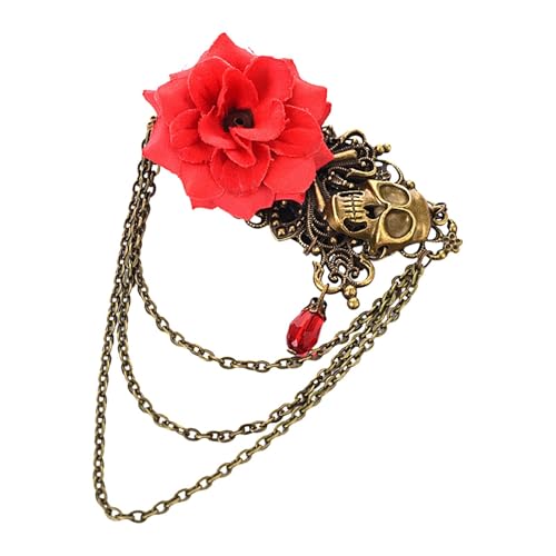 Vllold Steampunk Haarspangen Damen Vintage Totenkopf Brosche Totenkopf Design Punk Gothic Kopfbedeckung für Ausgehen, Dating, Party, Alltag von Vllold