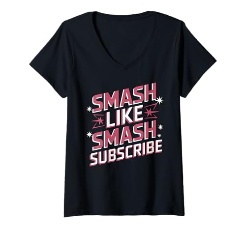 Damen Smash Like Smash Subscribe Ersteller von Viralinhalten - T-Shirt mit V-Ausschnitt von Vlogger Creator Hustle