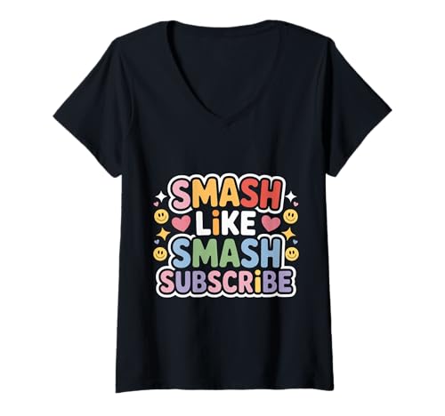 Damen Smash Like Smash Subscribe Ersteller von Viralinhalten - T-Shirt mit V-Ausschnitt Damen Smash Like Smash Subscribe Ersteller von Viralinhalten - T-Shirt mit V-Ausschnitt von Vlogger Creator Hustle