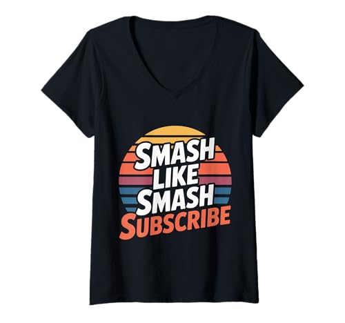Damen Smash Like Smash Subscribe Viral Content Creator ------ T-Shirt mit V-Ausschnitt von Vlogger Creator Hustle