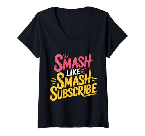 Damen Smash Like Smash Subscribe Viral Content Creator - T-Shirt mit V-Ausschnitt Damen Smash Like Smash Subscribe Viral Content Creator - T-Shirt mit V-Ausschnitt von Vlogger Creator Hustle