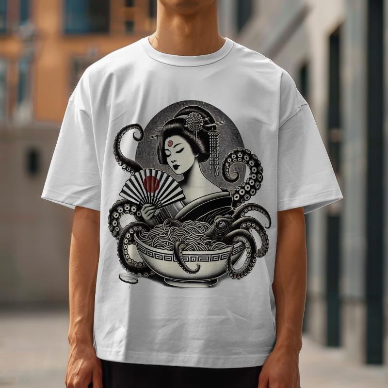 Oversize T-Shirt T - Shirt Geisha in Weiß Oversize T-Shirt T - Shirt Geisha in Weiß von Vlvtclothing
