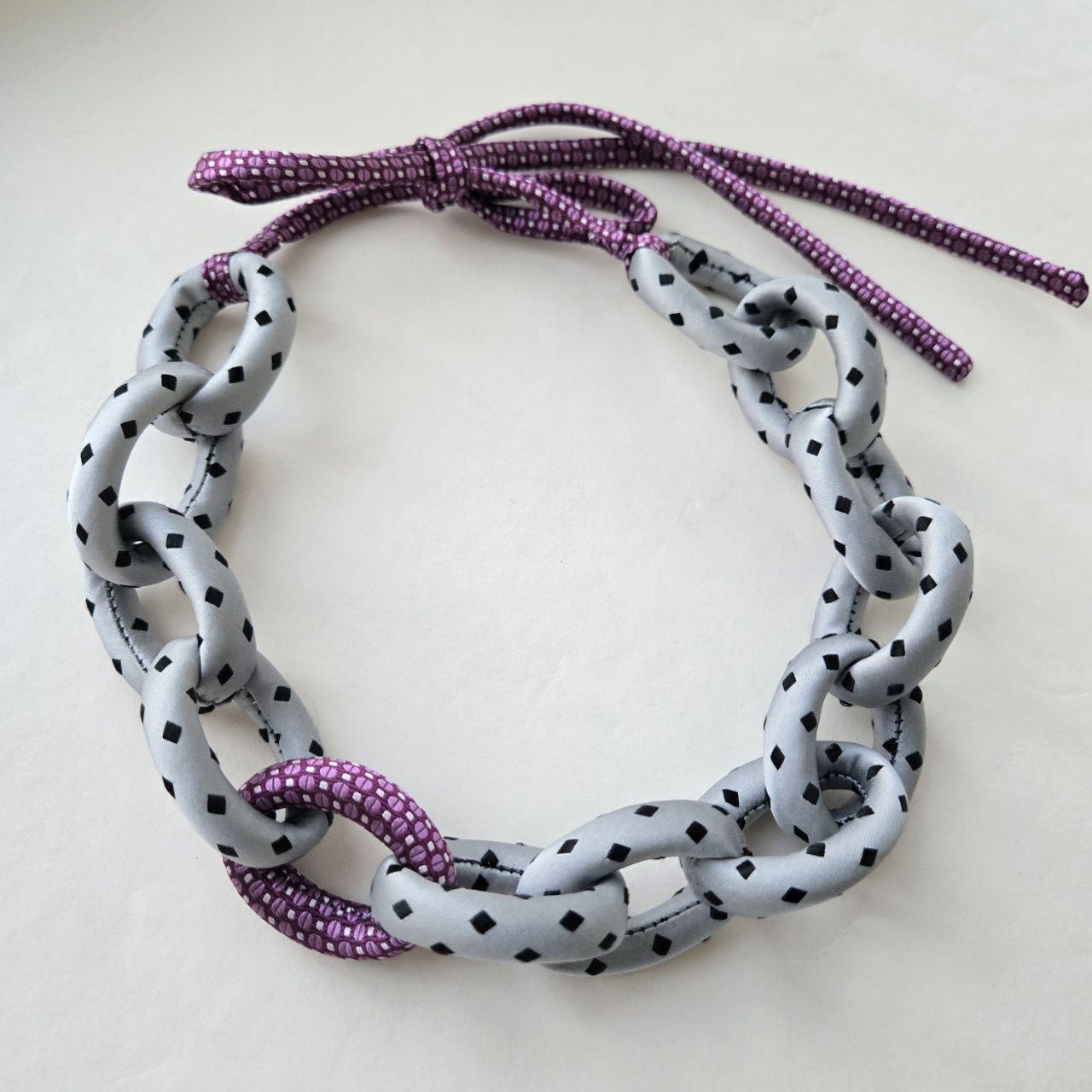Einzigartige 100% Seide Halskette Aus Recycelten Krawatten Textil Statement Gliederkette von VmCreativeUpcycling