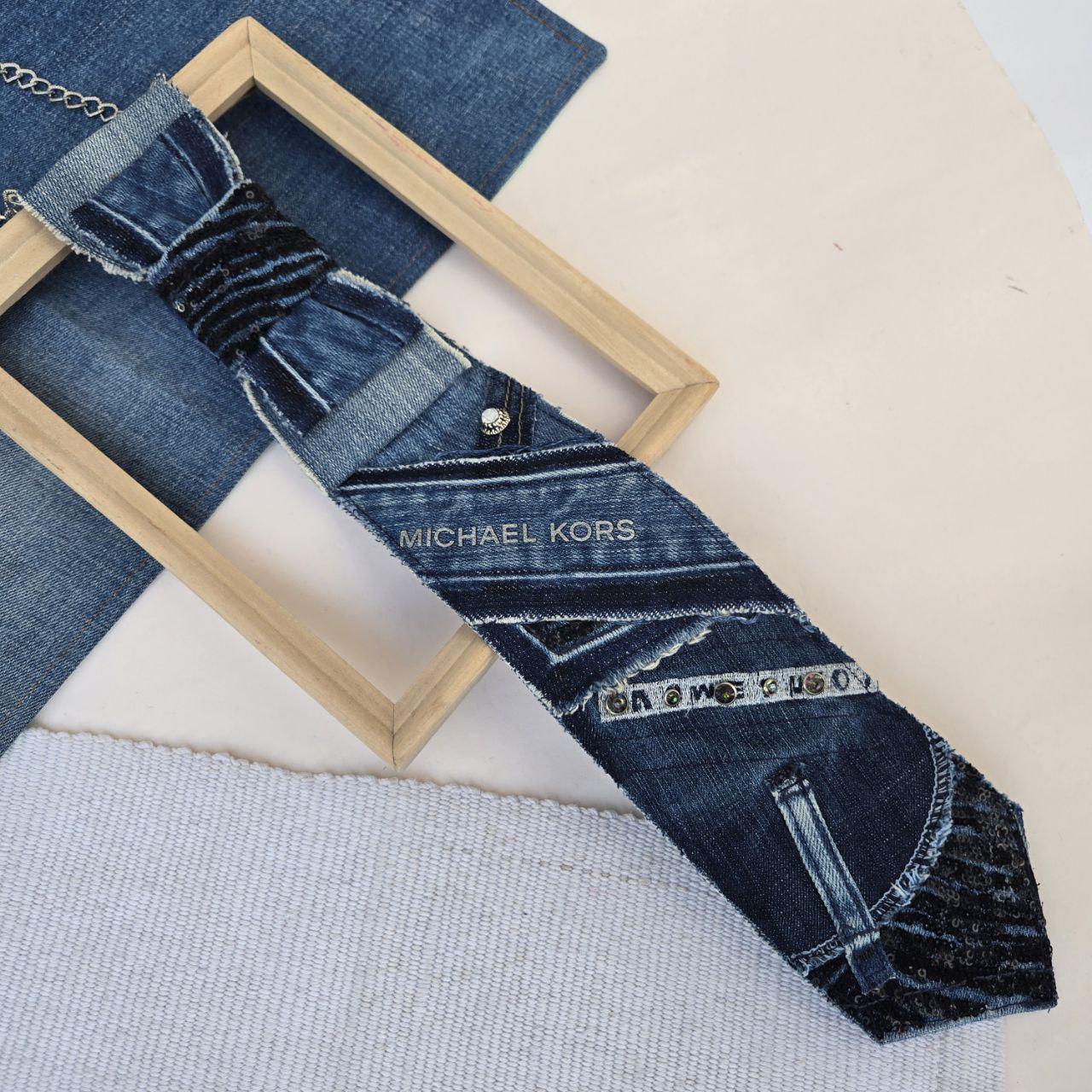 Upcycled Denim Krawatte Halskette - Statement Nachhaltig Schmuck Liebhaber Geschenk Ooak Accessoire von VmCreativeUpcycling