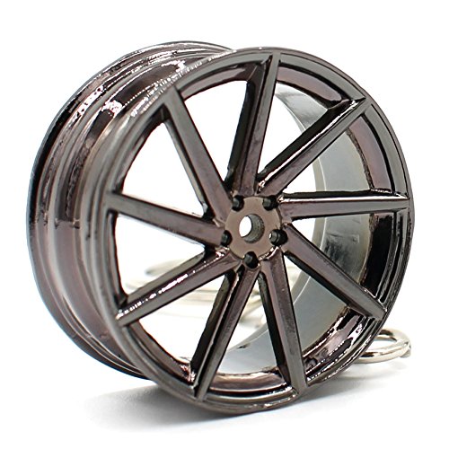 VmG-Store CVT Style massive Miniatur Felge Schlüsselanhänger Anhänger S050 (Black Chrom) von VmG-Store