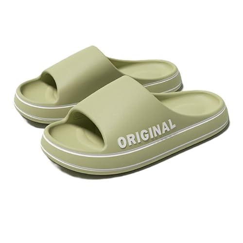 Vmhkjo Badelatschen Damen Herren Cozislides Original Schlappen Weich EVA Wolken Hausschuhe rutschfeste Badeschlappen Sommer Cloud Slides Dicke Sohle,Grün,38/39 EU von Vmhkjo