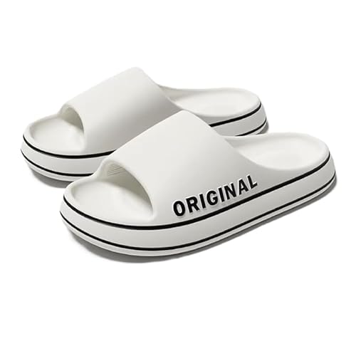 Vmhkjo Badelatschen Damen Herren Cozislides Original Schlappen Weich EVA Wolken Hausschuhe rutschfeste Badeschlappen Sommer Cloud Slides Dicke Sohle,Weiß,42/43 EU von Vmhkjo
