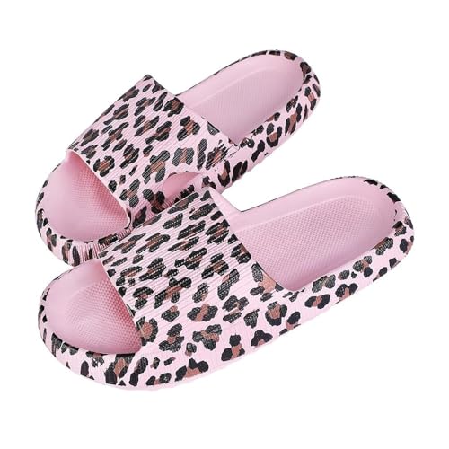 Vmhkjo Badeschuhe Damen Herren Cozislides Original Slippers Badeschlappen Weich Wolken Hausschuhe rutschfeste Badelatschen Sommer Cloud Slides Dicke Sohle,Rosa Leopard,40/41 EU von Vmhkjo