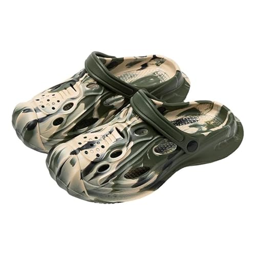 Vmhkjo Clogs Damen Herren Gartenschuhe Weich Eva Gartenclogs Wolken Hausschuhe rutschfeste Badelatschen Sommer Strand Sandalen Pantoletten Gummischuhe,Tarnung Grün40/41 EU von Vmhkjo