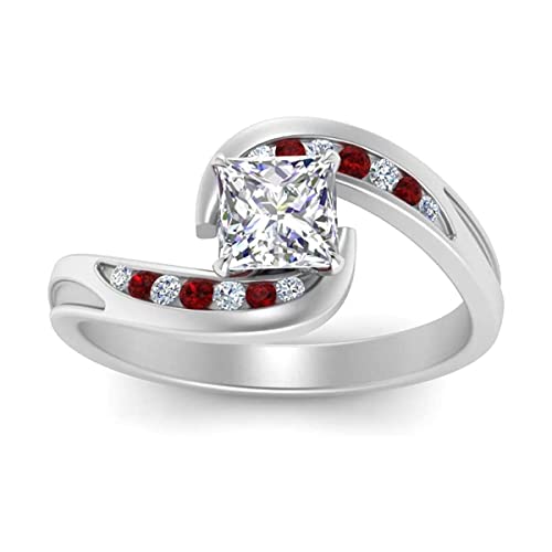 Created Gems Quadratisch facettierter Rubin Cz Ring – 0,925 Sterling Silber Ring Roter Rubin Cz Edelsteine Ring – höchstes Schmuckgeschenk für Großmutter von Vml Jewellers