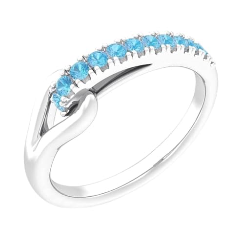 Created Gems Runder Facettierter Blauer Topas Cz Ring – 92,5 Massiver Silberring Himmelblauer Blauer Topas Cz Edelsteine Ringe – Hochzeitsschmuck Geschenk für die Schwester von Vml Jewellers