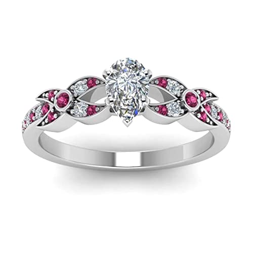 Erstellt Edelstein Birne Facettierter Pink Cz Ring - 0,925 Sterling Silber Ring Pink Pink Cz Edelsteinring - Beauty Schmuck Geschenk für Weihnachten von Vml Jewellers