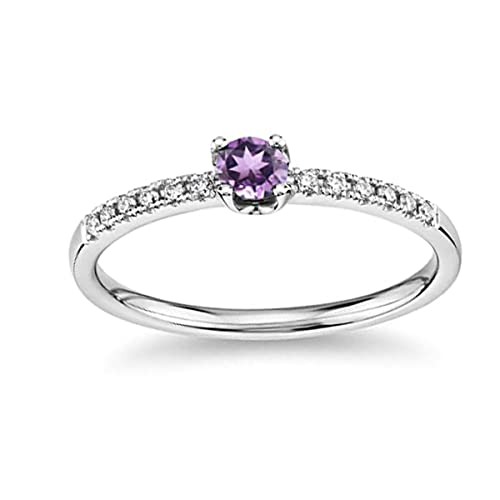 Erstellt Edelstein Runde facettierte Amethyst Cz Ringe – 925 Sterling Silber Lila Amethyst Cz Edelsteinringe – schönes Schmuckgeschenk zur Verlobung von Vml Jewellers
