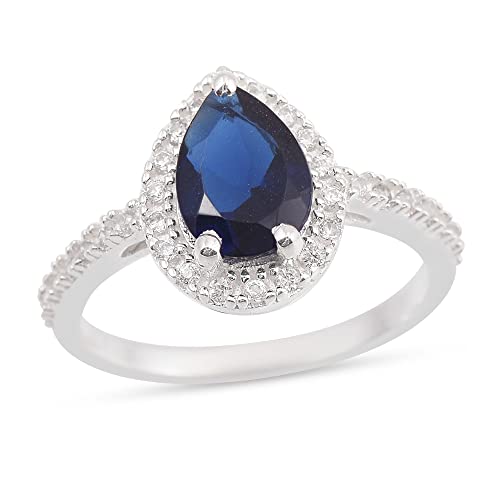 Erstellt Gem Birne facettierter blauer Saphir Cz Ring – 925 Sterling Silber blauer blauer Saphir Cz Edelsteinring – Schönheitsschmuck Geschenk für Lehrertag von Vml Jewellers