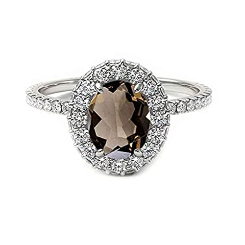 Vml Jewellers Erstellt Gem Oval Facettierter Rauchquarz Ring - 92,5 Silber Ring Braun Rauchquarz Edelsteine Ringe - Exporteur Schmuck Geschenk für Mama von Vml Jewellers