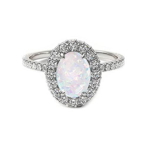 Vml Jewellers Erstellt Stein Oval Facettierter Opal Cz Ring – 0,925 Silberring Weißer Opal Cz Edelsteine Ring – handgefertigtes Schmuckgeschenk für den Geburtstag von Vml Jewellers