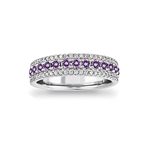 Vml Jewellers Erstellt Stein Runde facettierte Amethyst Cz Ringe – 925 Silberring Lila Amethyst Cz Edelsteinringe – schönes Schmuckgeschenk zur Verlobung von Vml Jewellers