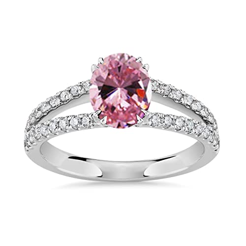 Erstellt Stein oval facettierte rosa Cz Ringe – 0,925 Silber Ring rosa rosa Cz Edelsteine Ring – Ornamente glitzern Schmuck Geschenk für brithday von Vml Jewellers