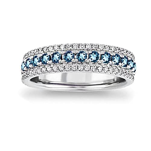 Vml Jewellers Erstellte Edelsteine runder facettierter blauer Topas Cz-Ringe – 92,5 massiver Silberring Himmelblauer blauer Topas Cz-Edelsteinring – liefern Schmuckgeschenk für den Muttertag von Vml Jewellers