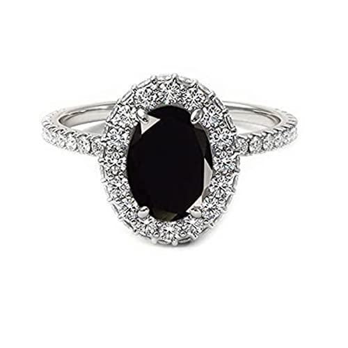 Vml Jewellers Erstellte Steine Ovaler facettierter schwarzer Onyx Cz Ring - 92,5 Silberring Schwarzer schwarzer Onyx Cz Edelsteinring - Hochzeitsschmuck Geschenk für Kindertag von Vml Jewellers