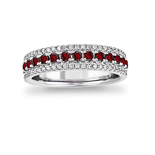 Vml Jewellers Erstellte Steine Runde facettierte Rubin-Cz-Ringe – 0,925 massiver Silberring Roter Rubin Cz-Edelsteinringe – Heim- und Wohngeschenk für den Vatertag von Vml Jewellers