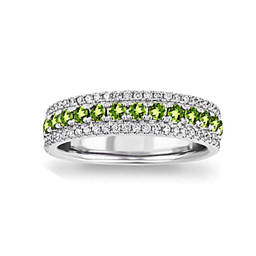 Vml Jewellers Erstellte Steine Runder facettierter Peridot Cz Ring - 0,925 Silberring Grüner Peridot Cz Edelsteinring - Schmuckzubehör Geschenk für Freundin von Vml Jewellers