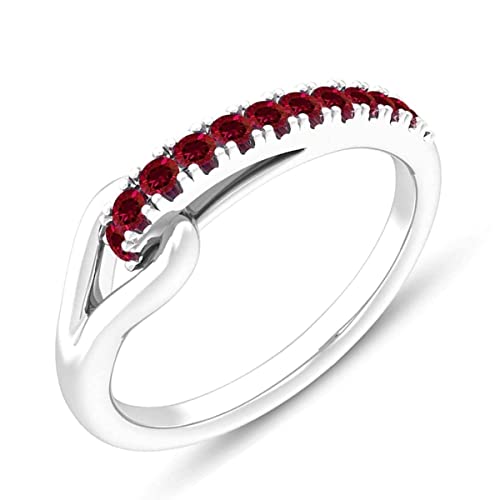 Vml Jewellers Erstellte Steine runder facettierter Rubin-CZ-Ring – 92,5-Silber-Ring Roter Rubin-Cz-Edelsteinring – Jungen-Schmuckgeschenk zum Valentinstag von Vml Jewellers