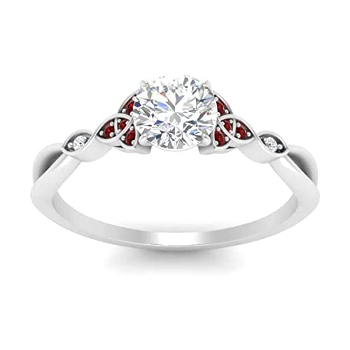 Erstellter Edelstein runder facettierter Rubin Cz Ring - 92,5 Sterling Silber Ring Roter Rubin Cz Edelsteinringe - Großhandel Schmuck Geschenk zum Muttertag von Vml Jewellers