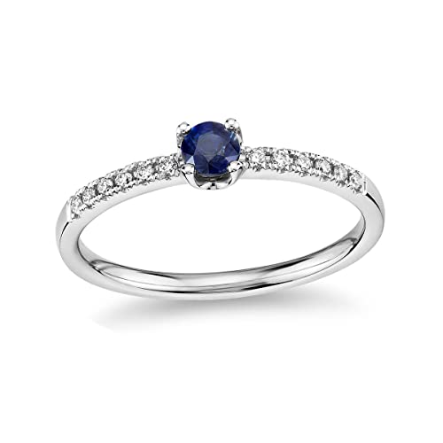 Vml Jewellers Erstellter Edelstein runder facettierter blauer Saphir Cz-Ringe - 925er Silberring Blauer blauer Saphir Cz-Edelsteinringe - Jungenschmuckgeschenk für das College von Vml Jewellers