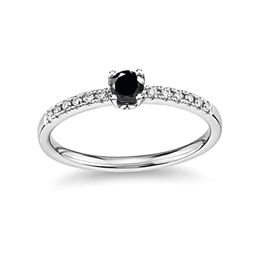 Vml Jewellers Erstellter Stein runder facettierter schwarzer Onyx Cz Ring – 925er massiver Silberring Schwarzer schwarzer Onyx Cz Edelsteinring – Schönheitsschmuckgeschenk für Lehrertag von Vml Jewellers