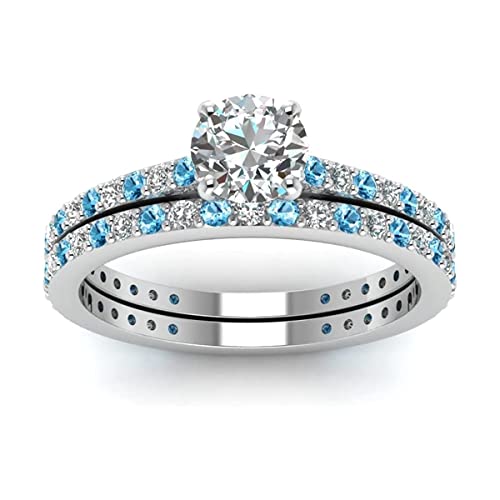 Runde facettierte blaue Topas-Cz-Ringe aus Stein - 925er massiver Silberring Himmelblauer blauer Topas-Cz-Edelstein-Ring - Schmuckgeschenk für den neuen Tag von Vml Jewellers