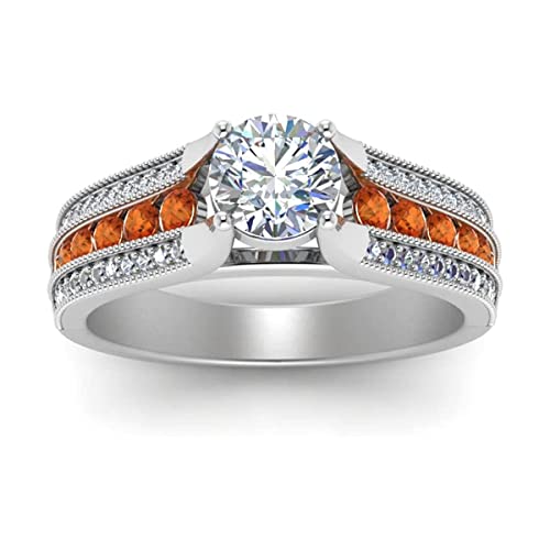 Runde facettierte orange Cz-Ringe mit Edelsteinen – 925er Silberring Orange Orange Cz-Edelsteinringe – das meiste Schmuckgeschenk für den Großvater von Vml Jewellers