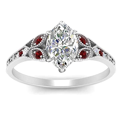 Vml Jewellers Erstellt Stein Marquise Facettierter Rubin Cz Ring – 925 Massiv Silber Ring Roter Rubin Cz Edelsteine Ring – Ornamente & Akzente Geschenk für Boxing Day von Vml Jewellers