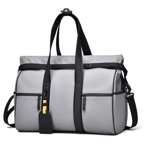 Vmokki Business Reisetasche Handgepäck Erweiterbar Wasserdicht PU Leder Weekender Bag für Herren Damen Reisen Urlaub Sport 42L (Grau) von Vmokki
