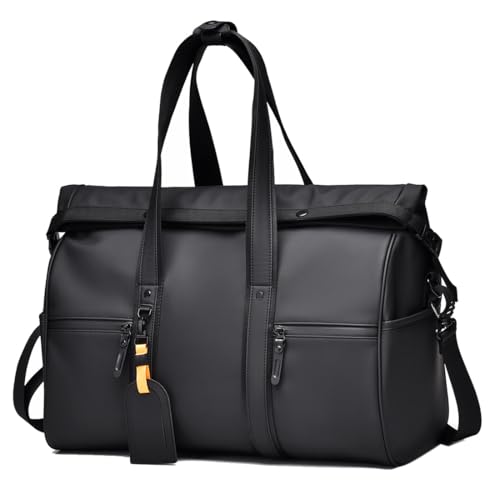 Vmokki Business Reisetasche Handgepäck Erweiterbar Wasserdicht PU Leder Weekender Bag für Herren Damen Reisen Urlaub Sport 42L (Schwarz) von Vmokki