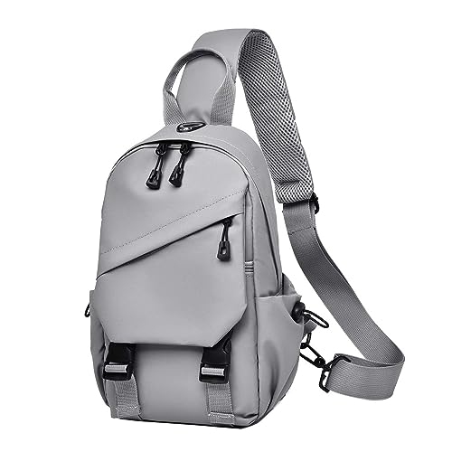 Vmokki Crossbody Sling Bag Klein Wasserdicht Anti Diebstahl Leicht Brusttasche Schulterrucksack Daypack für Freizeit Sport Reise Fahrrad Wandern Damen Herren Teenager (Grau) von Vmokki