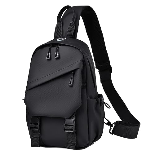 Vmokki Crossbody Sling Bag Klein Wasserdicht Anti Diebstahl Leicht Brusttasche Schulterrucksack Daypack für Freizeit Sport Reise Fahrrad Wandern Damen Herren Teenager (Schwarz) von Vmokki