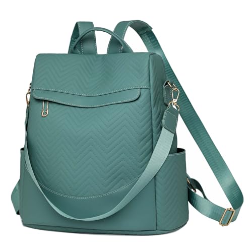 Vmokki Damenrucksack Anti Diebstahl Kunstleder Handtasche Rucksack Damen Elegant (Grün) von Vmokki