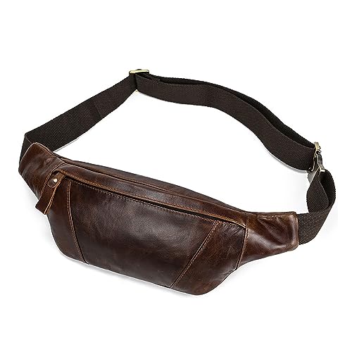 Vmokki Echtes Leder Hüfttasche mit Schnellverschluss-Schnalle Bauchtasche Gürteltasche Anti Diebstahl Damen Herren für Reise Freizeit Outdoor Festival (Dunkelbraun) von Vmokki