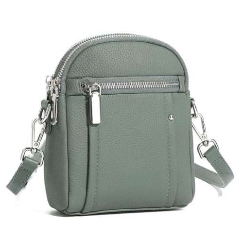 Vmokki Echtleder Umhängetasche Damen Handytasche zum Umhängen Klein Schultertasche Elegant (Grün) von Vmokki