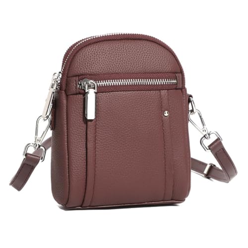 Vmokki Echtleder Umhängetasche Damen Handytasche zum Umhängen Klein Schultertasche Elegant (Weinrot) von Vmokki