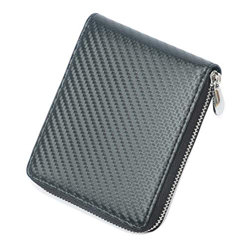 Vmokki Geldbörse mit RFID Schutz - Münzfach - Reißverschluss Herren Leder Portemonnaie Wallet Portmonee Geldbeutel für Männer (Schwarz) von Vmokki