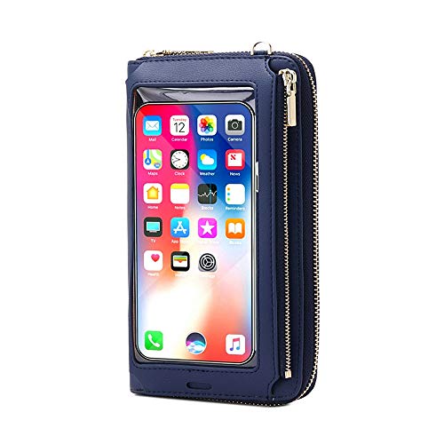 Vmokki Handytasche für bis zu 6.7 Zoll Handy Touchscreen Geldbörse Umhängetasche mit Kartenfächer Crossbody aus Kunstleder Klein Damen Mädchen (Blau A) von Vmokki