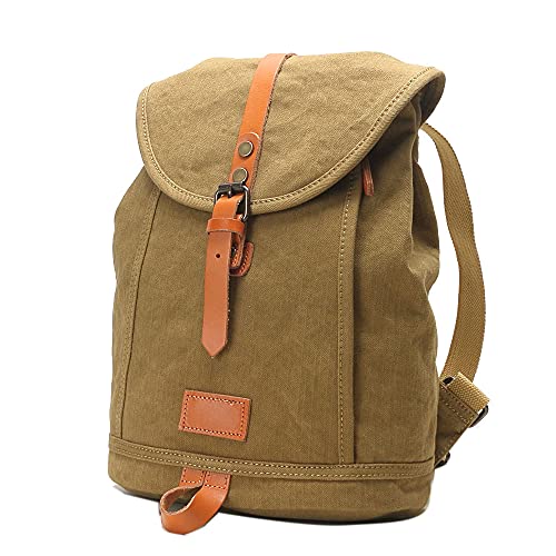 Vmokki Rucksack Daypack aus Canvas Leder Anti Diebstahl Vintage Damen Herren für Freizeit Schule Reise Uni Mittelgroß (Grün) von Vmokki