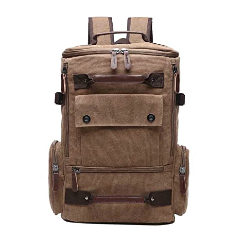 Vmokki Rucksack Wandern Reise Schule Outdoor Groß Vintage Wanderrucksack Reiserucksack Schulrucksack 15,6 Zoll Laptoprucksack Canvas für Damen Herren (Braun) von Vmokki